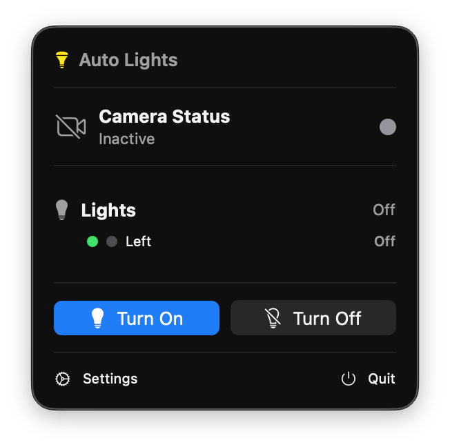 Camera Inactive - Lights Off